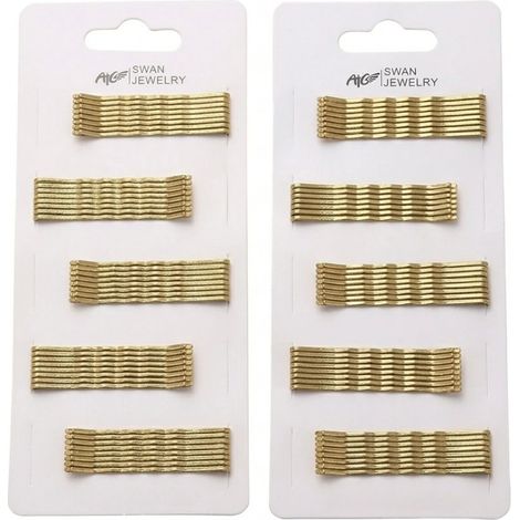 Horquillas de peluquería, doradas, estriadas, con una bola dorada, 5/5,5 cm, 90 unidades. (1/5)