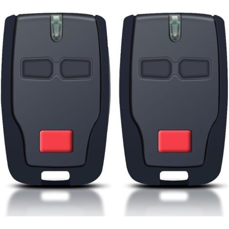 Télécommande de Porte de Garage 433,92 MHz (Lot de 2) - 2 canaux 2 boutons Compatible BFT Mitto 2 B RCB, Kleio, Ghibli, TRC 2 - Rouleau Code/Apprentissage