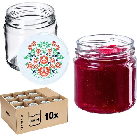 Tarro de cristal, capacidad de 200 ml, diámetro de la tapa de 66 mm, ideal para conservas, apto para lavavajillas, diseño duradero. (1/5)