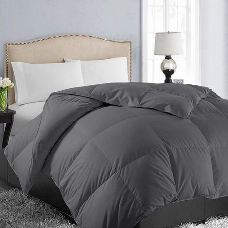 Couette Alternative en Duvet matelassé Doux Toutes Saisons avec languettes d'angle, pour l'hiver et l'été, Chaud et Moelleux, Gris foncé, 249 x 294,6 cm (1/5)