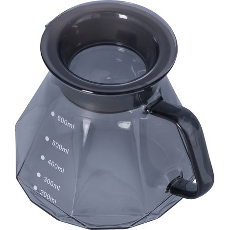 Kaffeekessel, hitzebeständig, zum Teilen geeignet, transparentes schwarzes Glas, Teekanne für Küche und Haushalt, 600 ml (1/5)