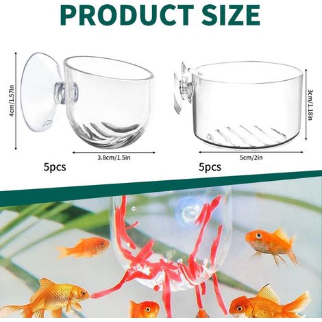 Gobelet d'Alimentation d'Aquarium en Acrylique Mangeoire de Vers Rouges avec Ventouse Distributeur de Nourriture Pot de Plante Aquatique Décoration de Réservoir de Poissons