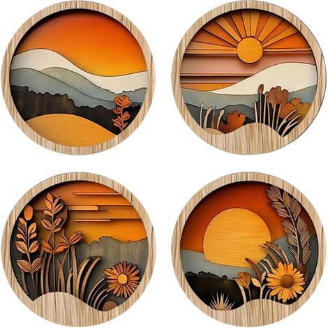Décor Mural Bohème en Bois - Décor Mural Boho Moderne - Cadres Géométriques (1/5)