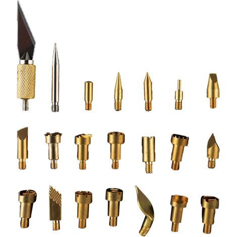 22pièces Kit De Pointes De Fer à Souder Cuivre Pour Travail Bois Cuir Décoration Pyrogravure Bricolage (1/5)