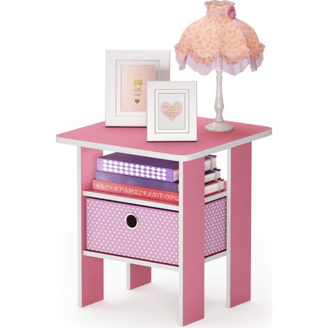 Table de Nuit avec Tiroir à Bacs, Rose, 1-Pack (1/5)