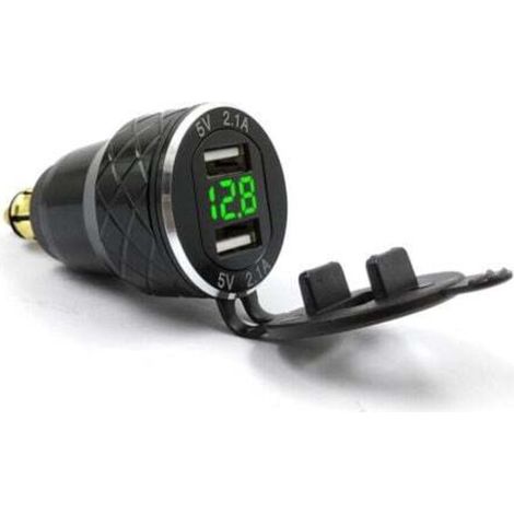 Chargeur USB pour moto – Affichage tension métal, prise européenne, vert – Compatible BMW/Ducati (1/5)