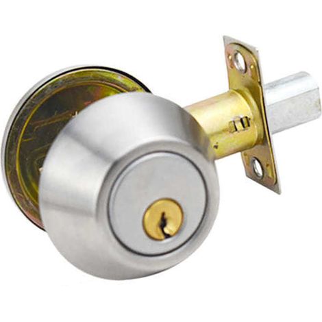 Poignée de porte boule universelle, protection classique, poignée de porte intérieure à clé pour usage domestique, argentée (1/5)