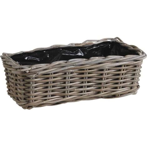 Aubry Gaspard – Jardinière en poelet gris 40 cm – Dimensions 40 x 20 x 14 cm – Doublée plastique pour protection – Pour fleurs et herbes aromatiques (1/2)