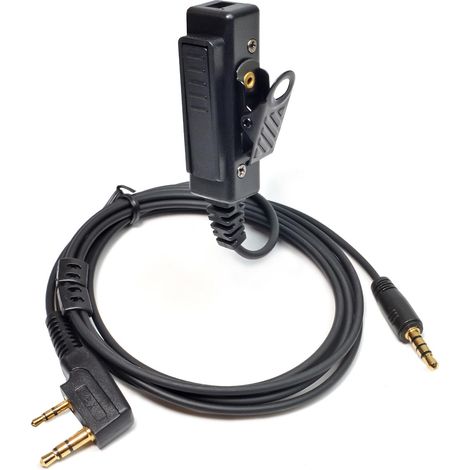 Adaptateur pour casque 2 broches Kenwood 3,5 mm Câble AUX audio, adaptateur radio avec PTT pour Baofeng Kenwood TYT Wouxun Quansheng Radio pour écouteurs électroniques (1/5)