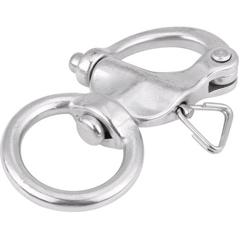 2x Schnellverschluss-Karabiner aus Edelstahl 316, 76 mm runde Ringschließe (1/5)