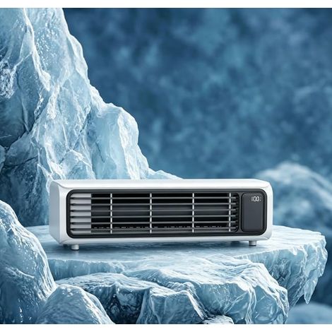Climatiseur portable rechargeable sans pales, ventilateur de bureau silencieux à 3 vitesses, modes horizontal et vertical, montage mural possible (1/5)