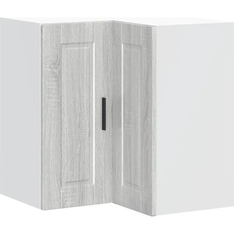 Mobile angolare da cucina a parete dal design moderno ottimizzante per lo spazio 57 x 57 x 60 cm in legno composito grigio 020050408
