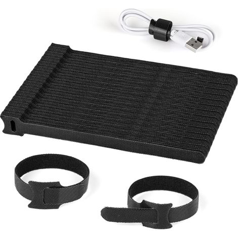 100 pcs Scratch Cable,200mm x12mm Attache Cable, Serre Cable Réutilisable Câble Management pour Attacher Les Câbles, Fils PC Électriques, Noir - 100pcs20 cm (1/5)