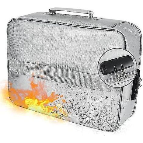Coffre-fort ignifuge pour documents avec serrure, fermeture éclair étanche, poche de rangement résistante au feu