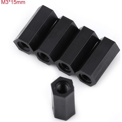 100 pieces spacers threaded stains PA66 M3 female x hexagonal (M3x15)