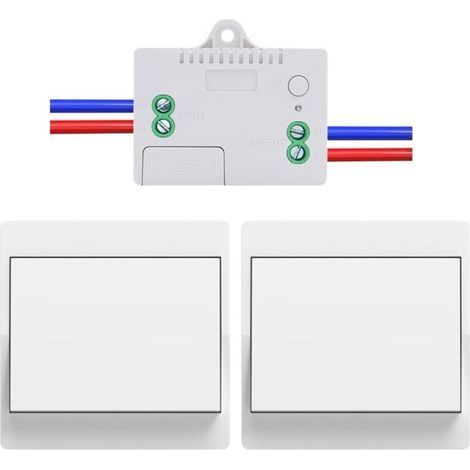 EU interrupteur sans fil sans piles Lot de 2 kit interupteur sans fil autoalimente va et vient sans fil sans pile radio interrupteur a distance eclairage domestique (EU 1Gang 2V1 A) (1/5)