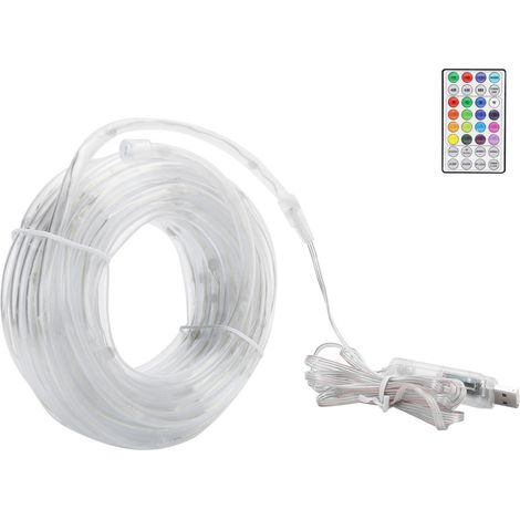 10 Meter lange RGB-LED-Lichterkette, wasserdicht, USB-betrieben, mit mehrfarbiger Fernbedienung für den Außenbereich (1/5)