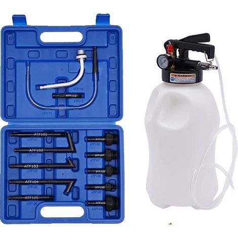 Dispositivo de cambio de aceite neumático, capacidad de 10 litros, funcionamiento neumático, compatible con varios sistemas de transmisión, válvula de seguridad preregulada, diseño ligero. (1/5)
