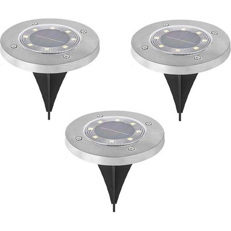(Warmweiß, 3er-Set) Solar-Straßenleuchte für den Außenbereich, 8 LEDs, IP65 wasserdicht, für Straßen, Rasenflächen, Terrassen und Pools
