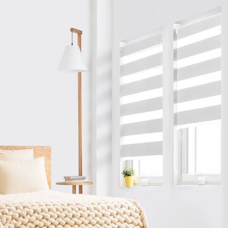 Lote de 2 estores enrollables cebra día/noche An.40 x Al. máx 170 cm blanco