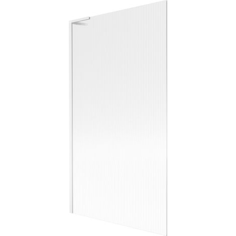 Mexen Next L Badewannenabtrennung 1-flügelig 100 x 150 cm, Streifen, weiß - 895-100-000-03-09-20