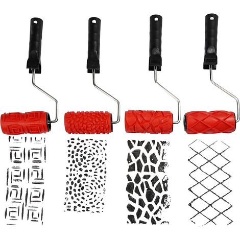 Rullo per dipingere goffrato, larghezza 10 cm, 4 disegni assortiti (1/2)
