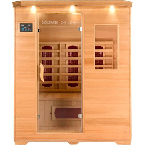 Home Deluxe – Cabine infrarouge REDSUN L 153 x 110 x 190 cm – 3 places – 6 radiateurs céramiques 2100W – Luminothérapie et chromothérapie
