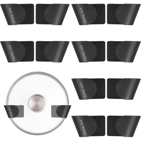 Juego de 6 soportes para tapas de ollas, soporte autoadhesivo de pared para tapas de ollas, organizador de tapas de ollas de pared para utensilios de cocina. (1/5)