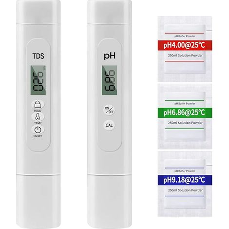 pH TDS mètre Combo, pH TDS Température 3 EN 1 Testeur de qualité de l’eau avec 0,01 pH, ± 2% de haute précision Test de pureté de l’eau idéal pour l’eau potable, piscine, aquariums, hydroponie (1/5)