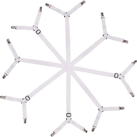 Sangles de support réglables pour draps de lit triangulaires pour un matelas lisse, lot de 4, blanc (1/5)
