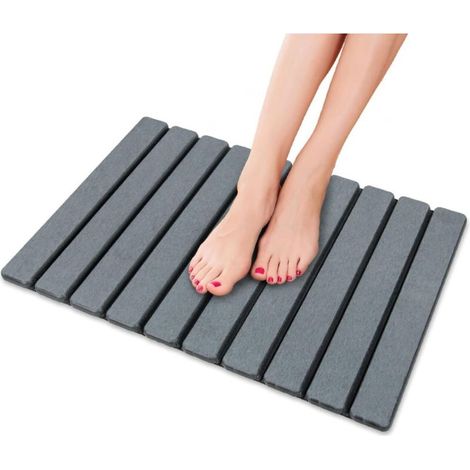 Tapis de bain en pierre, tapis de bain antidérapant pliable en terre de diatomée naturelle, séchage rapide, haute absorption d'eau, 60 39cm tapis de sol pour salle de bains, maison et cuisine (1/5)