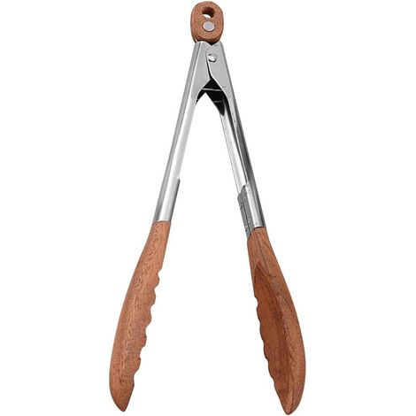 Pince à barbecue - Pince de cuisine multifonctionnelle Premium - Acier inoxydable + bois - Pince à grillades - Pince de service - Avec boucle de suspension - Convient pour la cuisson, les grillades et (1/5)