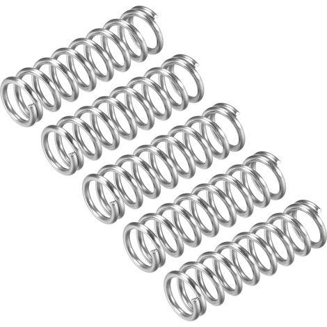 5 Pièces - Ressort de Compression - Acier Inoxydable 304 - Extrémités Fermées pour Force Stable - Réparation Électroménager et Moteur - Argenté - 12x40mm (1/5)