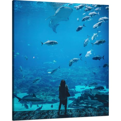 Leinwanddruck „Menschen im Aquarium“, 80 x 100 cm