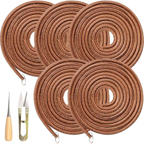 5 Pièces - Courroie Cuir - Accessoire Machine à Coudre - Pour Pédale Vintage - Réparation et Remplacement - Marron - 183cm x 0,5cm