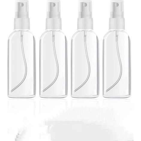 Flacons vaporisateurs vides - Plastique transparent - Mini flacons vaporisateurs rechargeables - Lot de 4 - Brume fine - Réutilisables - Format voyage (1/5)