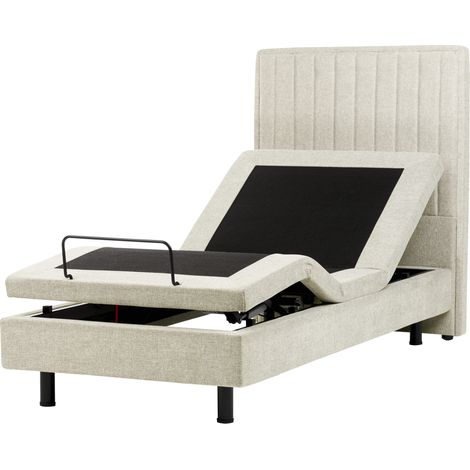 Cama articulada eléctrica moderna mando a distancia ajustable tapicería de tela beige 90 x 200 cm Duke II (1/5)