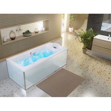 Kinedo – Baignoire balnéo rectangulaire 180x80 cm – 21 buses – Système Kineplus pour massage ciblé – Chromothérapie intégrée – Fabrication française (1/5)