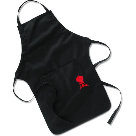 Delantal de barbacoa Weber, negro con parrilla de caldera roja