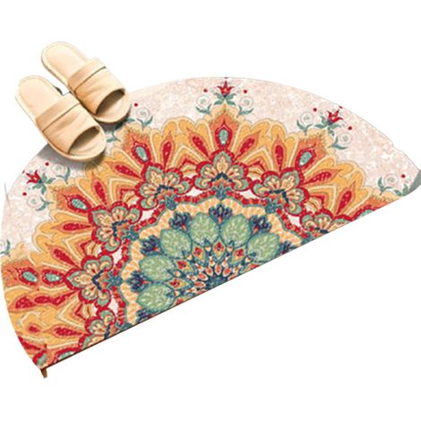 Tapis de sol semi-circulaire, tapis d'entrée antidérapant, paillasson de bienvenue pour terrasse - 40 x 80 cm - C (1/5)
