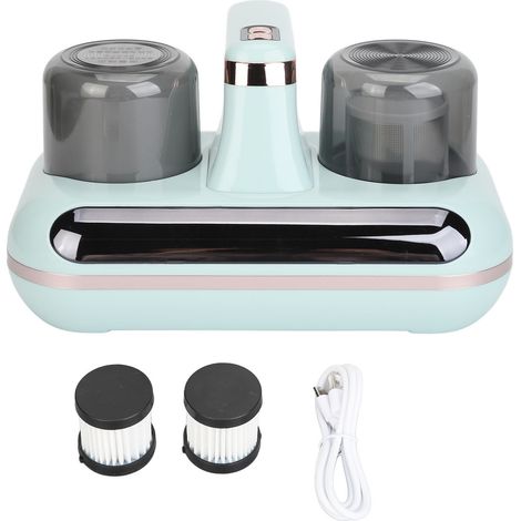 Aspirateur de lit UV sans fil à forte aspiration, nettoyeur de matelas portatif anti-acariens avec indicateur d'humidité pour oreillers, draps, canapés, peluches, vert (1/5)