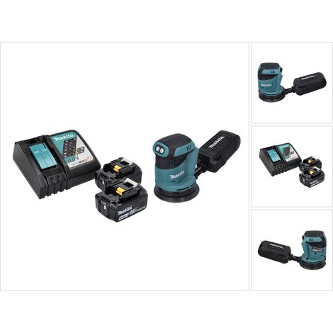 Makita DBO 180 RM Akku Exzenterschleifer 18 V 125 mm + 2x Akku 4,0 Ah + Ladegerät