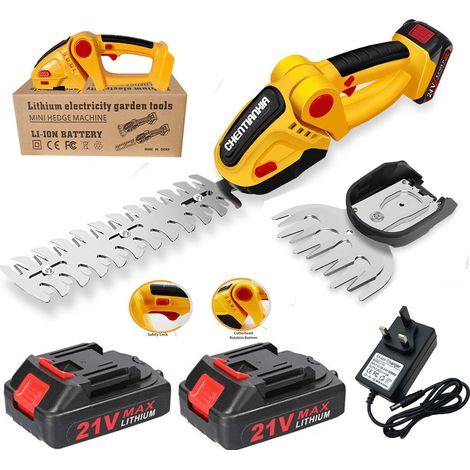 21V 2-in-1 Akku-Rasentrimmer, Strauchtrimmer und Astschere mit 2 Akkus (1/5)
