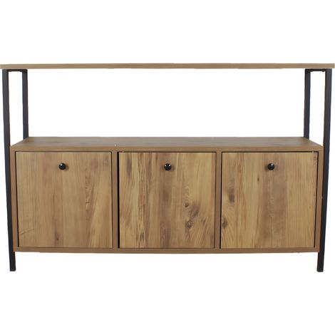 Buffet 3 ante effetto legno L120 cm - NERO (1/7)