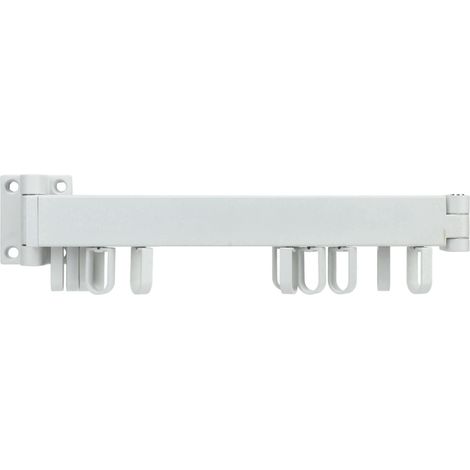 Étendoir mural rétractable et peu encombrant avec anneau rotatif, cintre simple pour balcon ou buanderie, blanc, double pli (1/5)