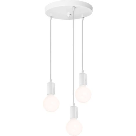 Luminaire Suspension Douille de lampe E27 avec Support de Disque Rond, Lampe de Plafond Edison Accessoires Pendentif - Blanc (1/4)