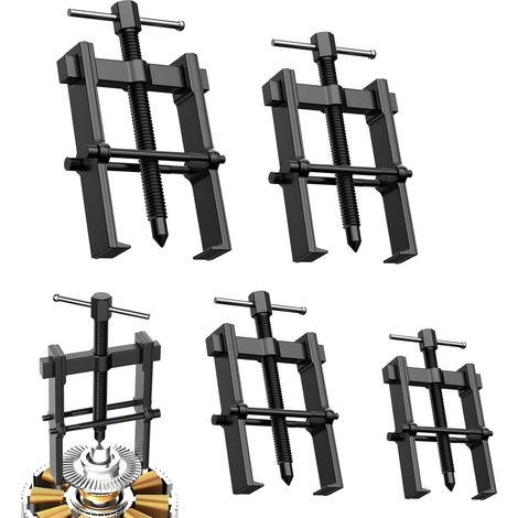 4-delige 2-kaak lagertrekkerset, tandwieltrekkers met maten 2", 3", 4" en 6", koolstofstalen katrolgereedschap voor garage en werkplaats (1/5)