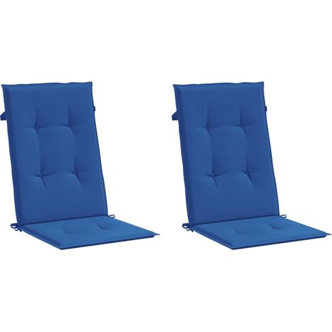 Coussins de chaise de jardin à dossier haut lot de 2 bleu royal vidaXL (1/5)