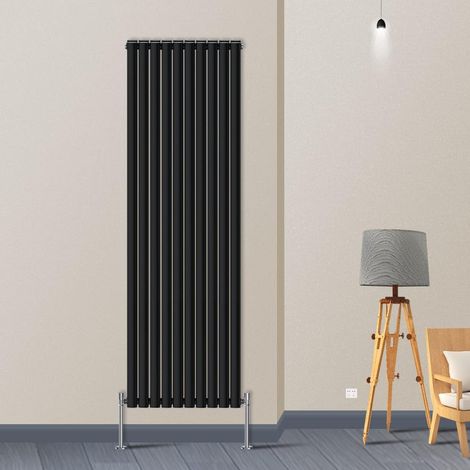 Warmehaus Black Oval Radiator Vertical Double Panel 1800x590mm