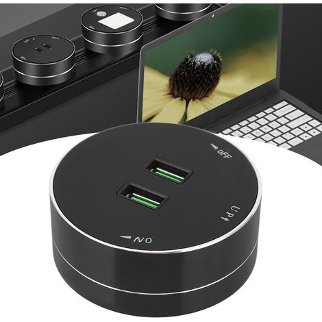Prise sur rail ronde en saillie avec deux ports USB, prise sur rail d'alimentation mobile, prise sur rail multifonctionnelle avec voyant lumineux. (1/5)